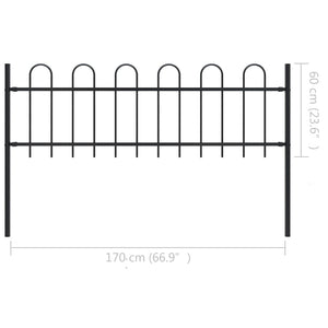 vidaXL Garden Fence with Hoop Top Steel 1.7 m Black