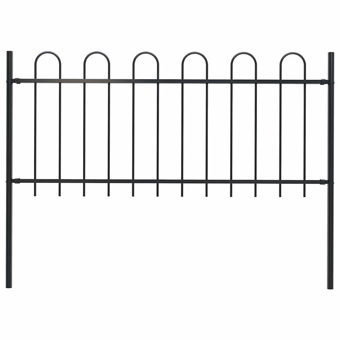 vidaXL Garden Fence with Hoop Top Steel 1.8 m Black