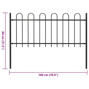 vidaXL Garden Fence with Hoop Top Steel 1.8 m Black