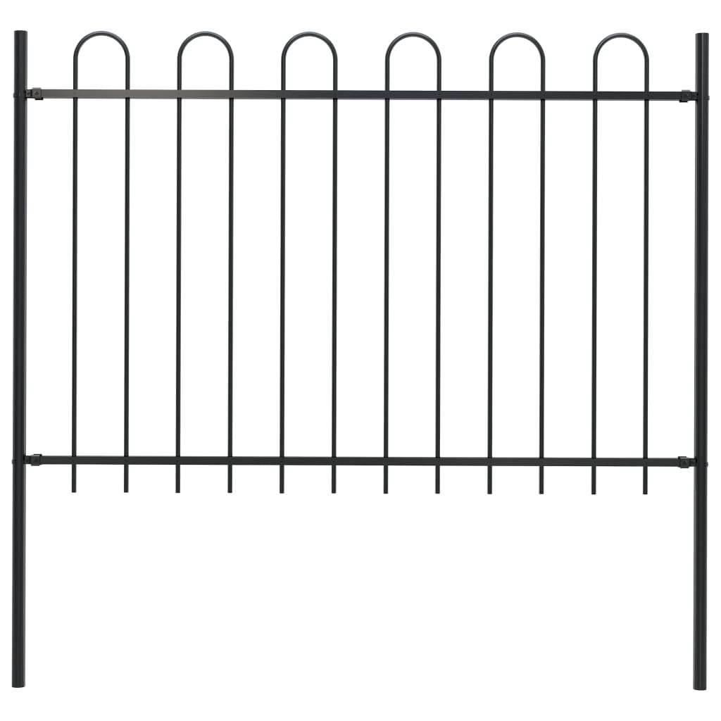 vidaXL Garden Fence with Hoop Top Steel 1.7 m Black