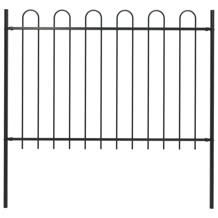 vidaXL Garden Fence with Hoop Top Steel 1.7 m Black