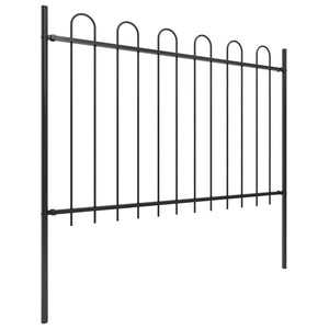 vidaXL Garden Fence with Hoop Top Steel 1.7 m Black