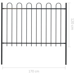 vidaXL Garden Fence with Hoop Top Steel 1.7 m Black