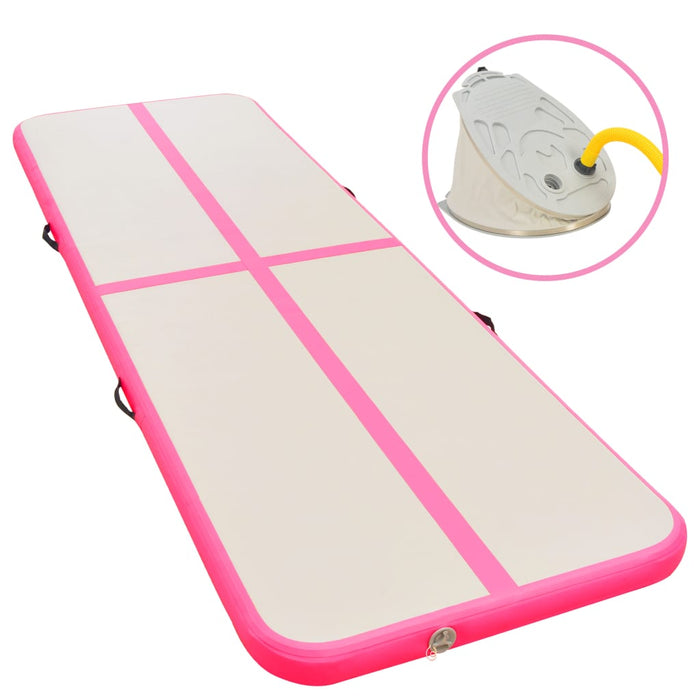 vidaXL Inflatable Gymnastics Mat with Pump 400x100x10 cm PVC Pink