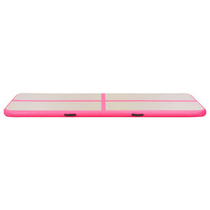 vidaXL Inflatable Gymnastics Mat with Pump 400x100x10 cm PVC Pink