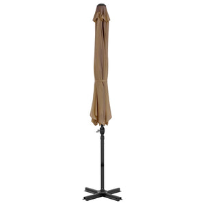 vidaXL Outdoor Umbrella with Portable Base Taupe