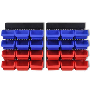 2 pcs Blue & Red Wall Mounted Garage Tool Organiser