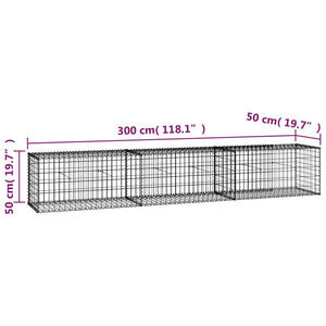 vidaXL Gabion Wall with Covers Galvanised Steel 300x50x50 cm