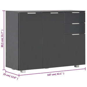 vidaXL Sideboard High Gloss Black 107x35x80.5 cm