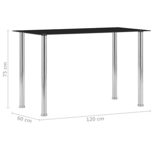 vidaXL Dining Table Black 120x60x75 cm Tempered Glass