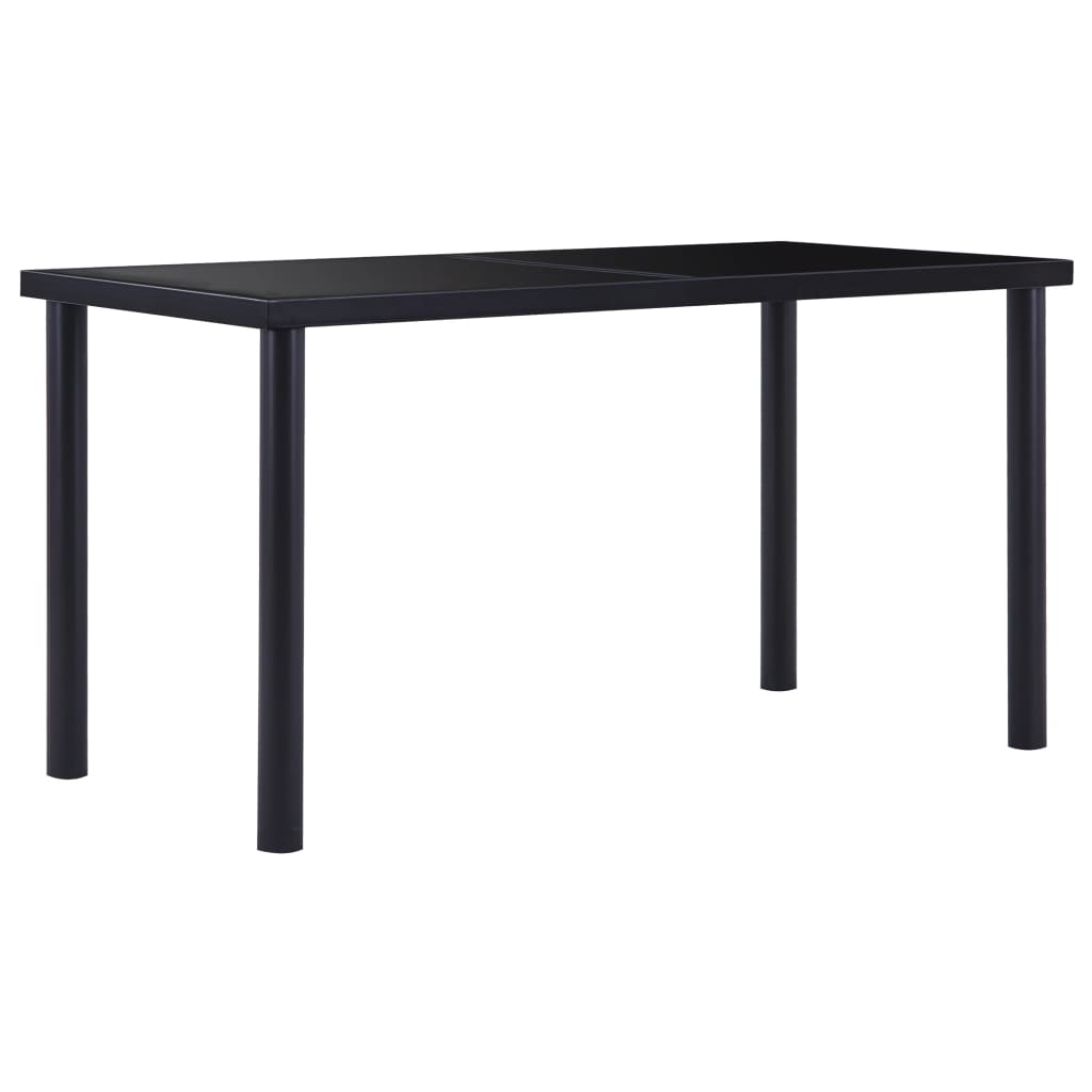 vidaXL Dining Table Black 140x70x75 cm Tempered Glass