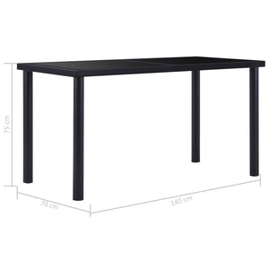 vidaXL Dining Table Black 140x70x75 cm Tempered Glass