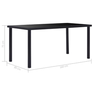 vidaXL Dining Table Black 160x80x75 cm Tempered Glass