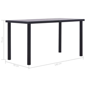 vidaXL Dining Table Black and Concrete Grey 140x70x75 cm MDF