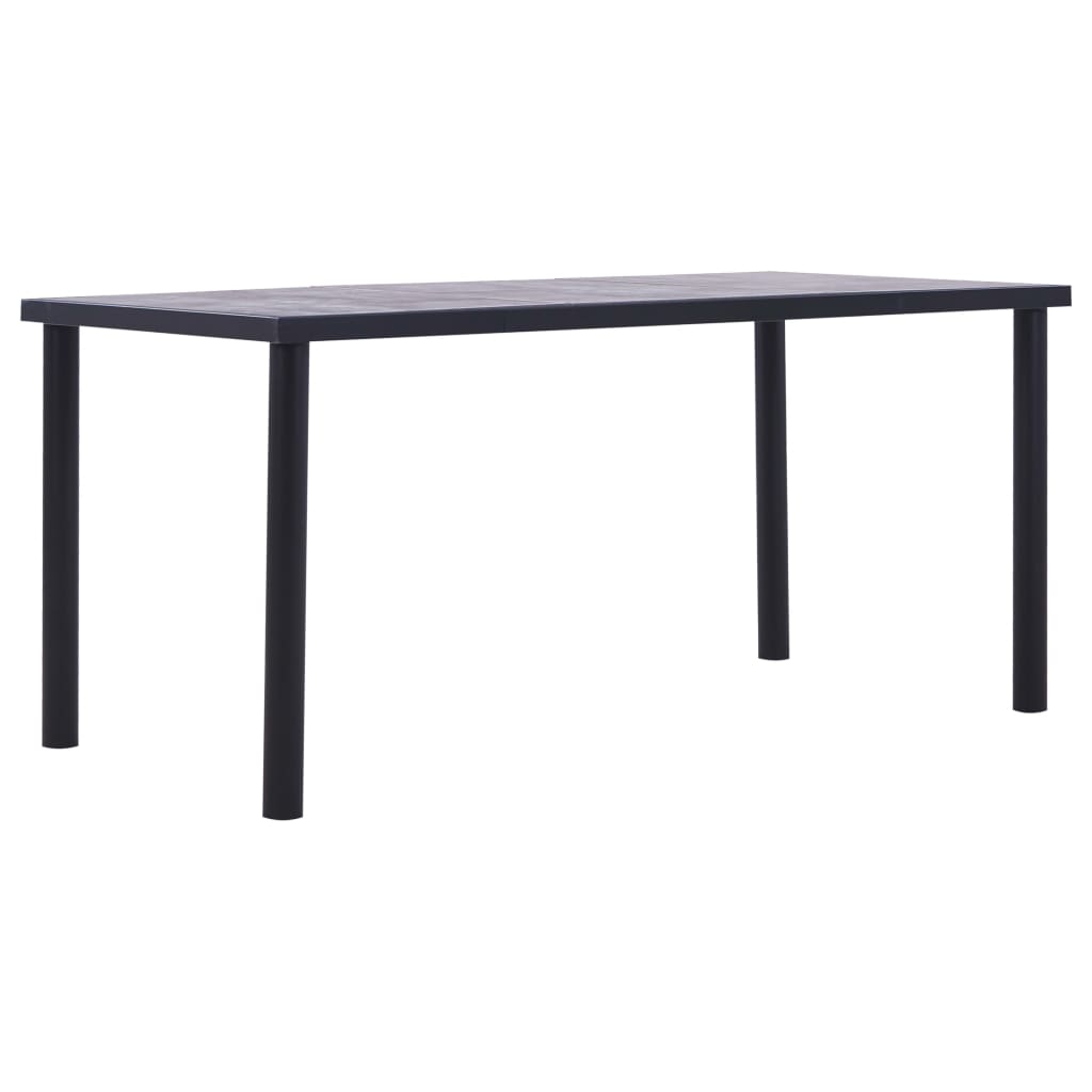 vidaXL Dining Table Black and Concrete Grey 160x80x75 cm MDF