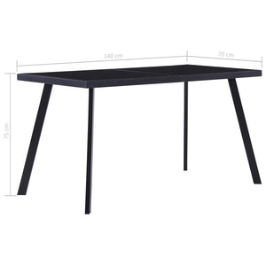 vidaXL Dining Table Black 140x70x75 cm Tempered Glass