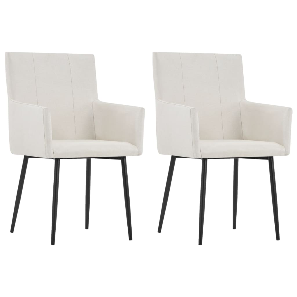 vidaXL Dining Chairs with Armrests 2 pcs Cream Fabric