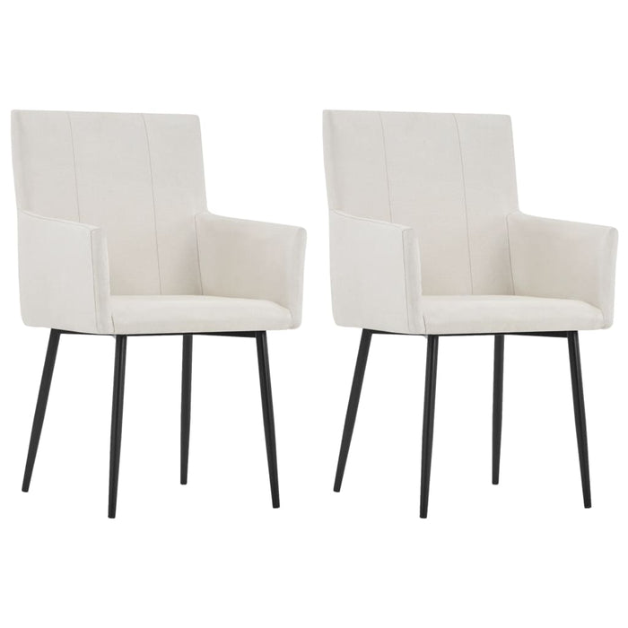 vidaXL Dining Chairs with Armrests 2 pcs Cream Fabric