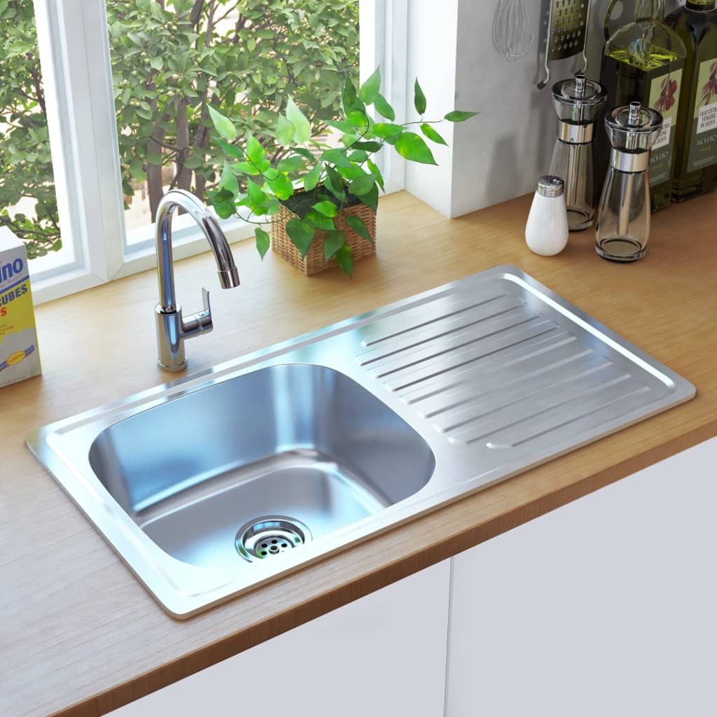 vidaXL Kitchen Sink with Strainer and Trap Stainless Steel