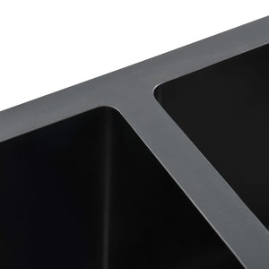 vidaXL Handmade Kitchen Sink Black Stainless Steel