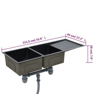 vidaXL Handmade Kitchen Sink Black Stainless Steel