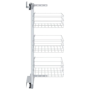 vidaXL 3-Tier Pull-out Kitchen Wire Basket Silver 47x25x56 cm