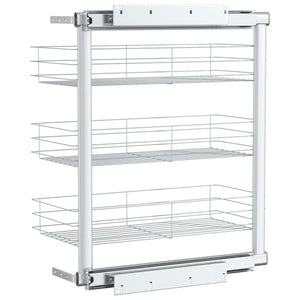 vidaXL 3-Tier Pull-out Kitchen Wire Basket Silver 47x25x56 cm