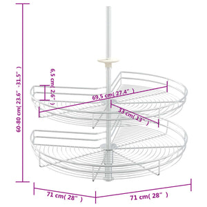 vidaXL 2-Tier Kitchen Wire Basket Silver 270 Degree 71x71x80 cm