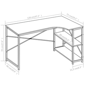 vidaXL Computer Desk White 120x72x70 cm