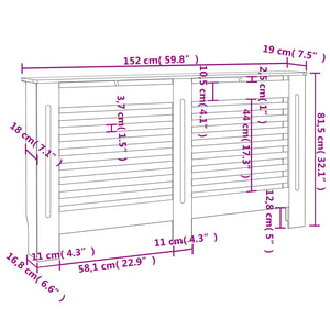 vidaXL Radiator Cover White 152x19x81.5 cm MDF