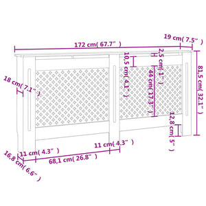 vidaXL Radiator Cover White 172x19x81.5 cm MDF