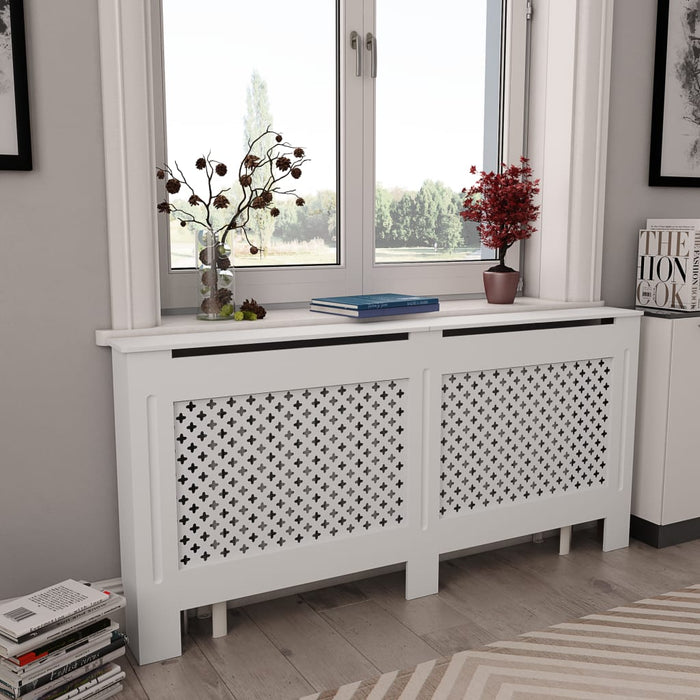 vidaXL Radiator Cover White 172x19x81.5 cm MDF