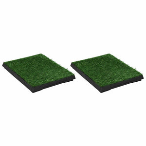 vidaXL Pet Toilets 2 pcs with Tray & Faux Turf Green 63x50x7 cm WC