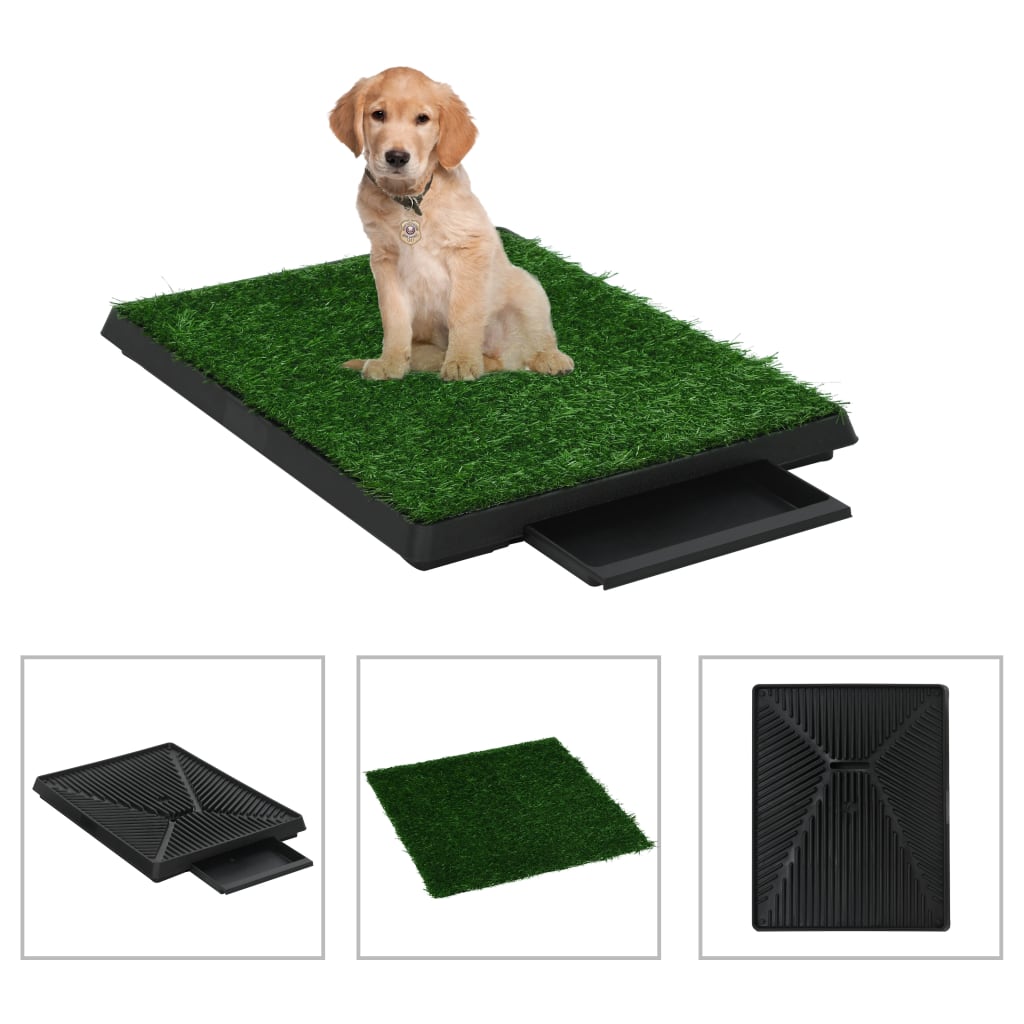 vidaXL Pet Toilets 2 pcs with Tray & Faux Turf Green 63x50x7 cm WC