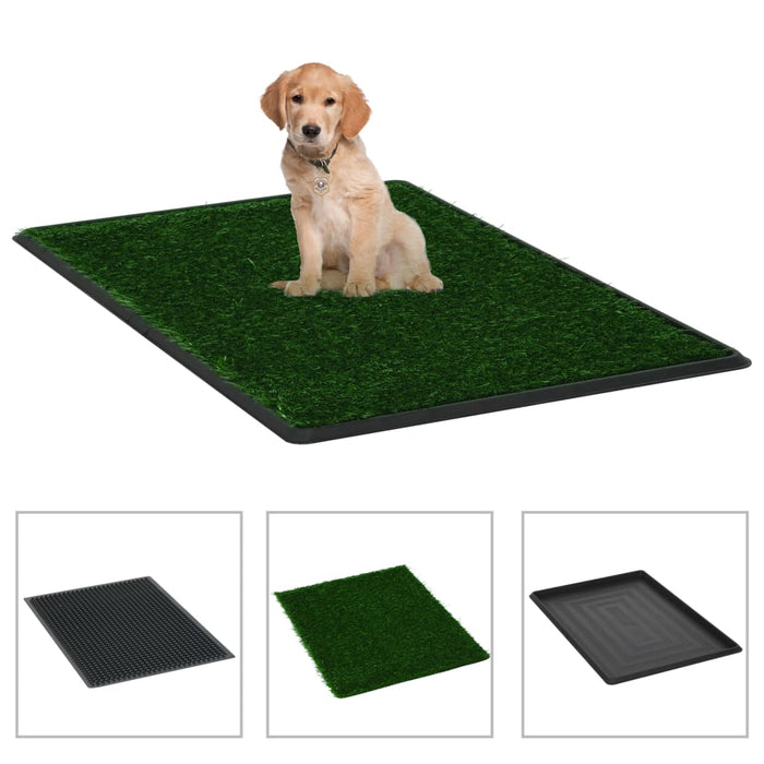 vidaXL Pet Toilets 2 pcs with Tray & Faux Turf Green 76x51x3 cm WC