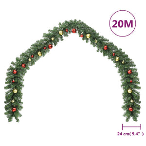 vidaXL Christmas Garland Decorated with Baubles 20 m