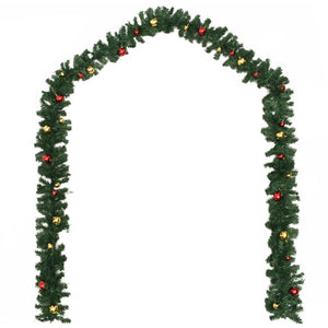 vidaXL Christmas Garlands 4 pcs with Baubles Green 270 cm PVC