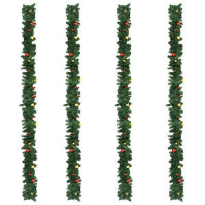 vidaXL Christmas Garlands 4 pcs with Baubles Green 270 cm PVC