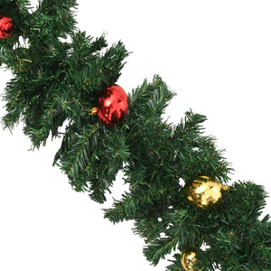 vidaXL Christmas Garlands 4 pcs with Baubles Green 270 cm PVC