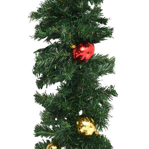 vidaXL Christmas Garlands 4 pcs with Baubles Green 270 cm PVC