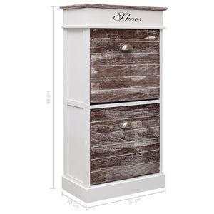 vidaXL Shoe Cabinet Brown 50x28x98 cm Paulownia Wood