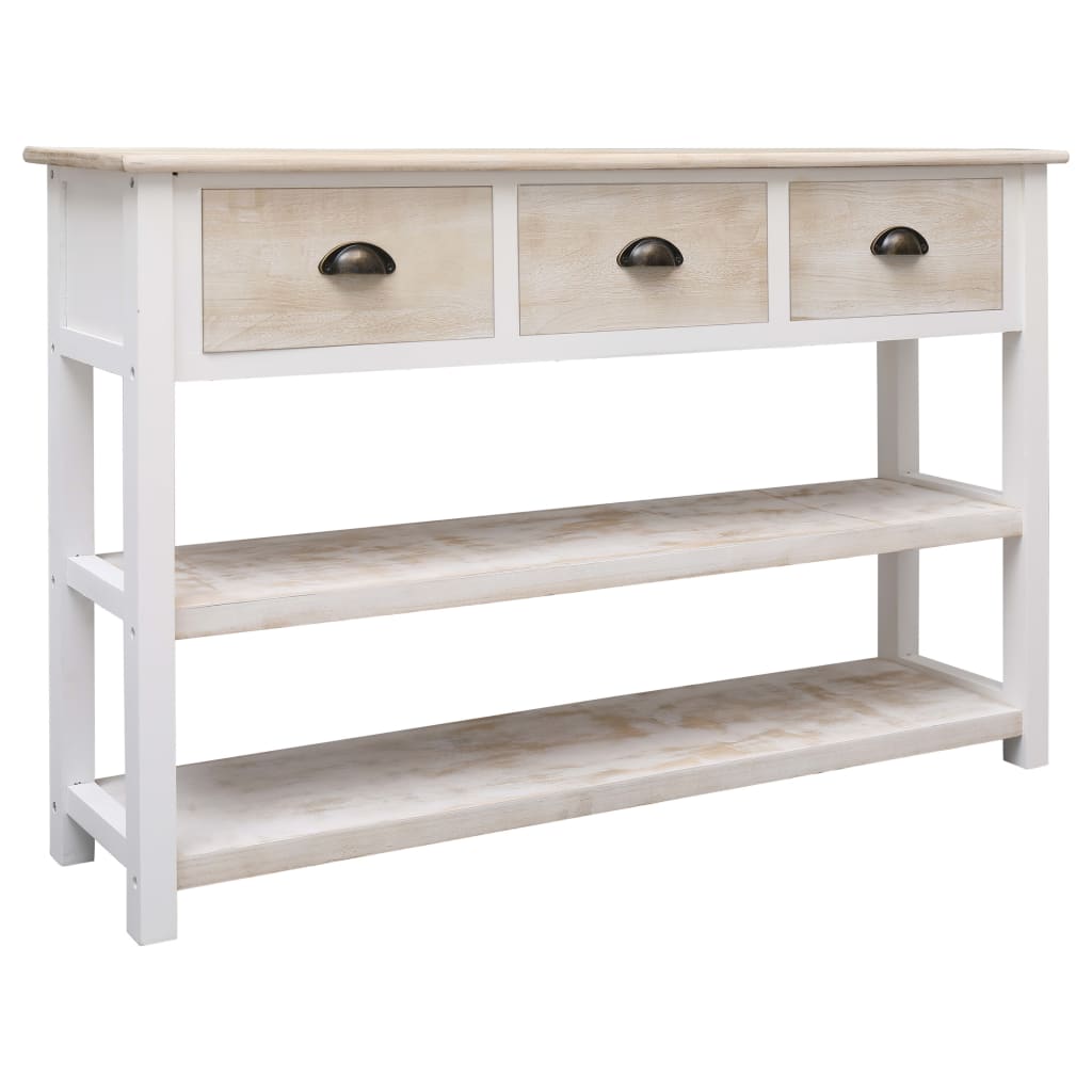 vidaXL Sideboard Natural and White 115x30x76 cm Wood