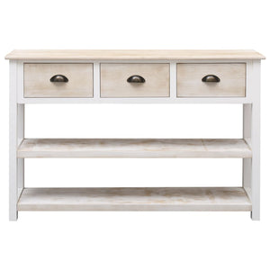 vidaXL Sideboard Natural and White 115x30x76 cm Wood