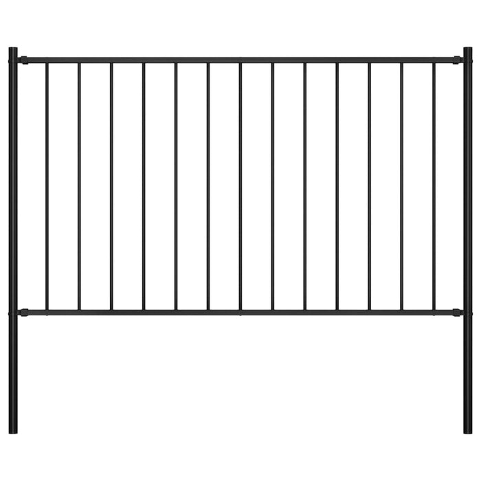 vidaXL Fence Panel with Posts Powder-coated Steel 1.7x1 m Black