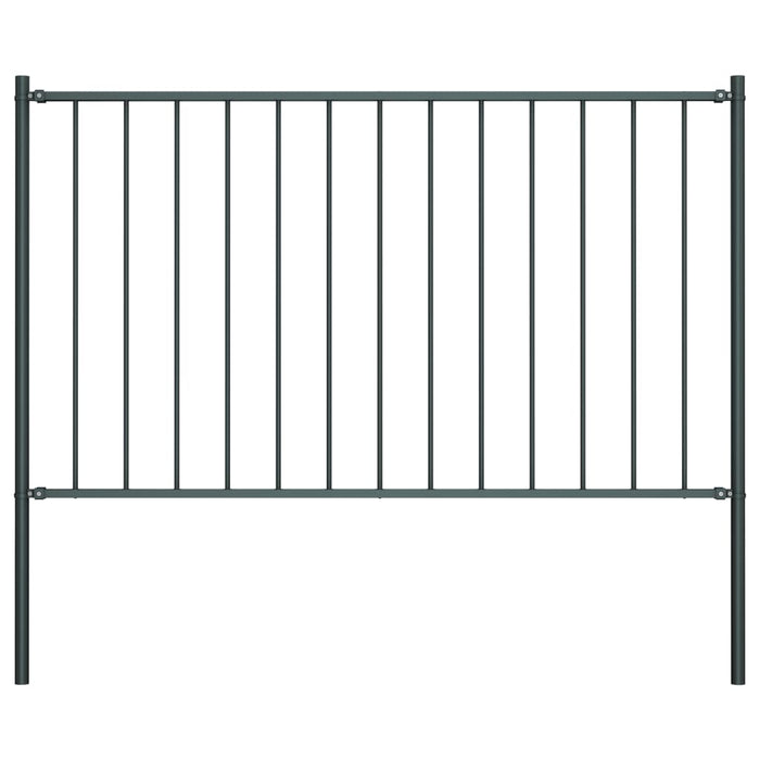 vidaXL Fence Panel with Posts Powder-coated Steel 1.7x1 m Anthracite