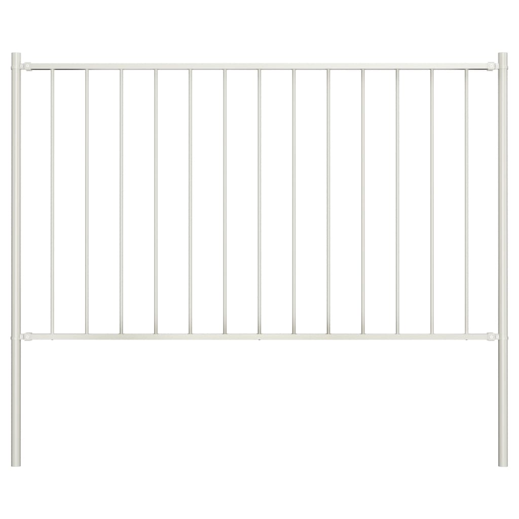 vidaXL Fence Panel with Posts Powder-coated Steel 1.7x0.75 m White