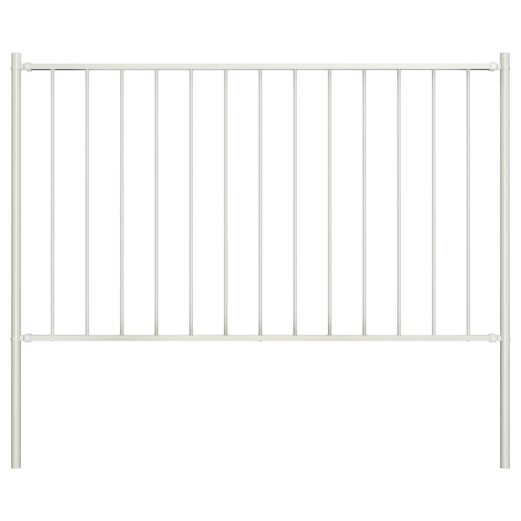 vidaXL Fence Panel with Posts Powder-coated Steel 1.7x1 m White