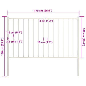 vidaXL Fence Panel with Posts Powder-coated Steel 1.7x1 m White