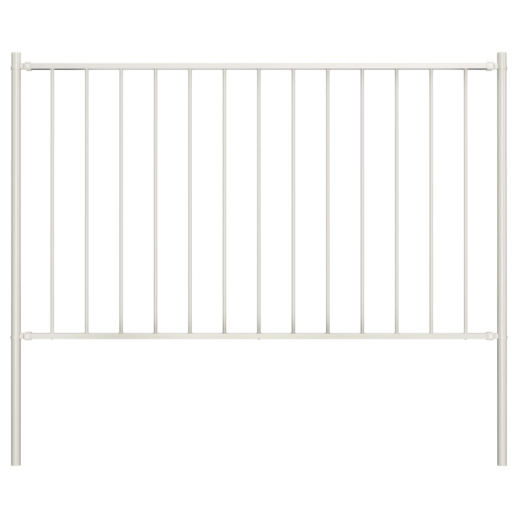 vidaXL Fence Panel with Posts Powder-coated Steel 1.7x1.25 m White