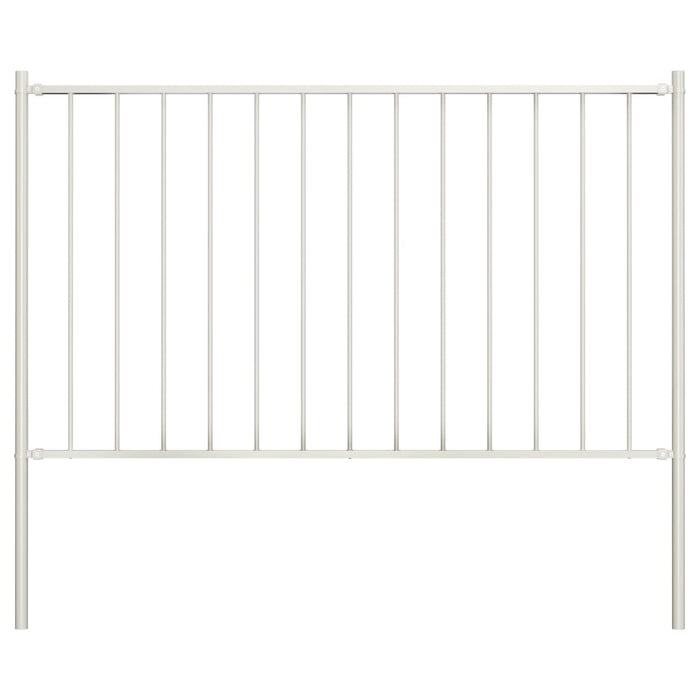 vidaXL Fence Panel with Posts Powder-coated Steel 1.7x1.25 m White